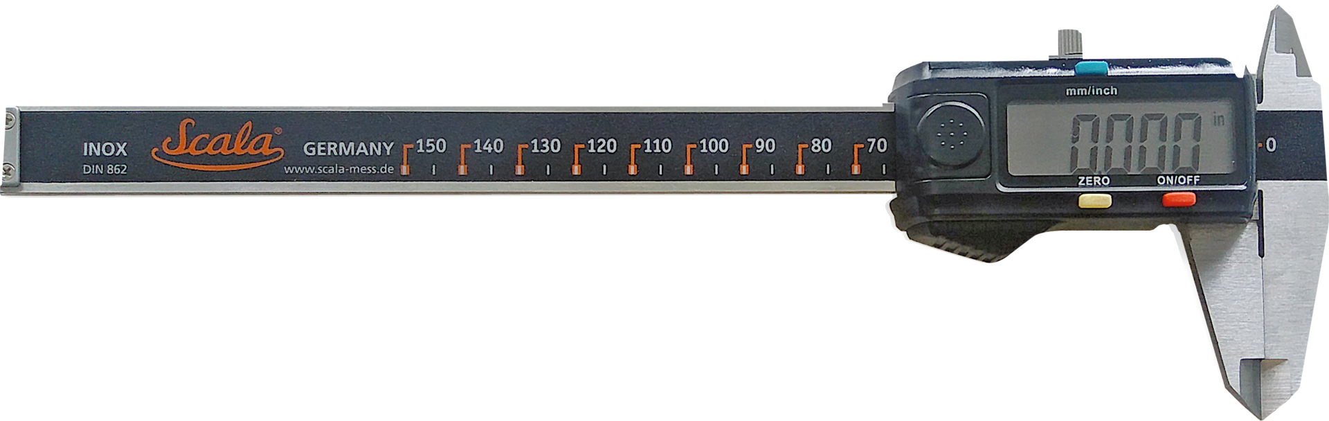 Messschieber Digital für Linkshänder Abl. 0,01mm mit DA DIN862A eckiges Tiefenmaß MB200mm