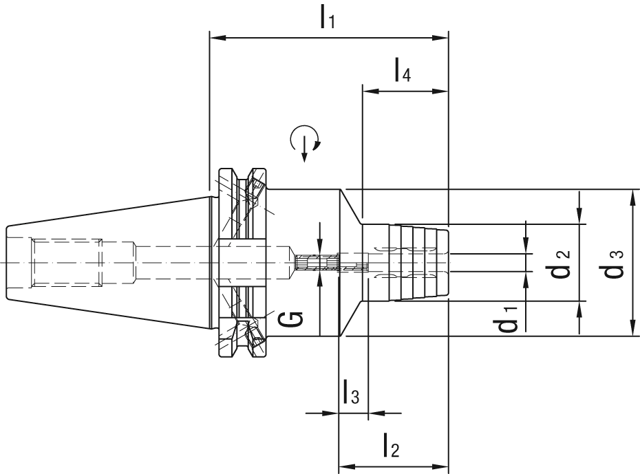 Hydro-Dehnspannfutter kurz/schlank SK40 HSC L80,5mm DIN69871 Form AD/B IK D20mm