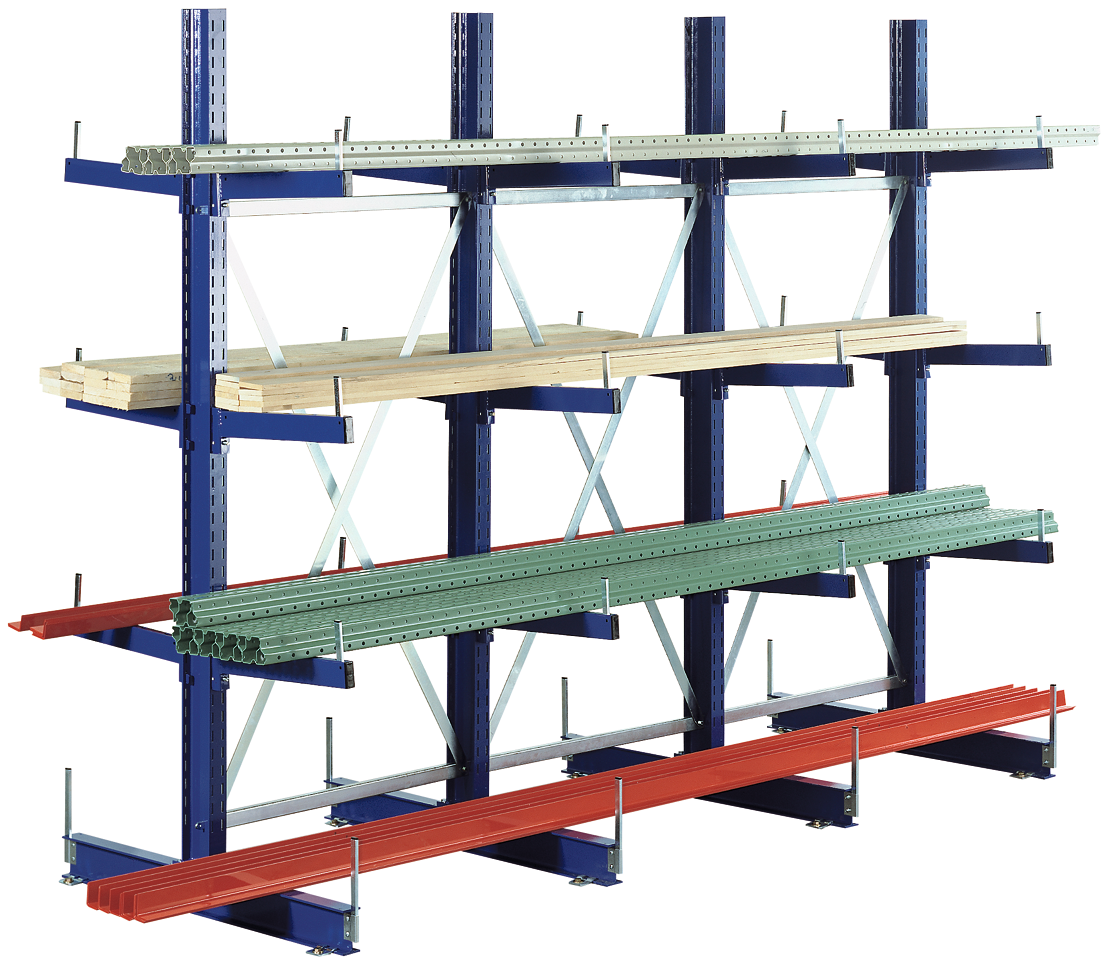 Kragarmregal MULTISTRONG M Grundregal doppelseitig 8 Kragarme 355kg B1030 x H2000 x T1200mm