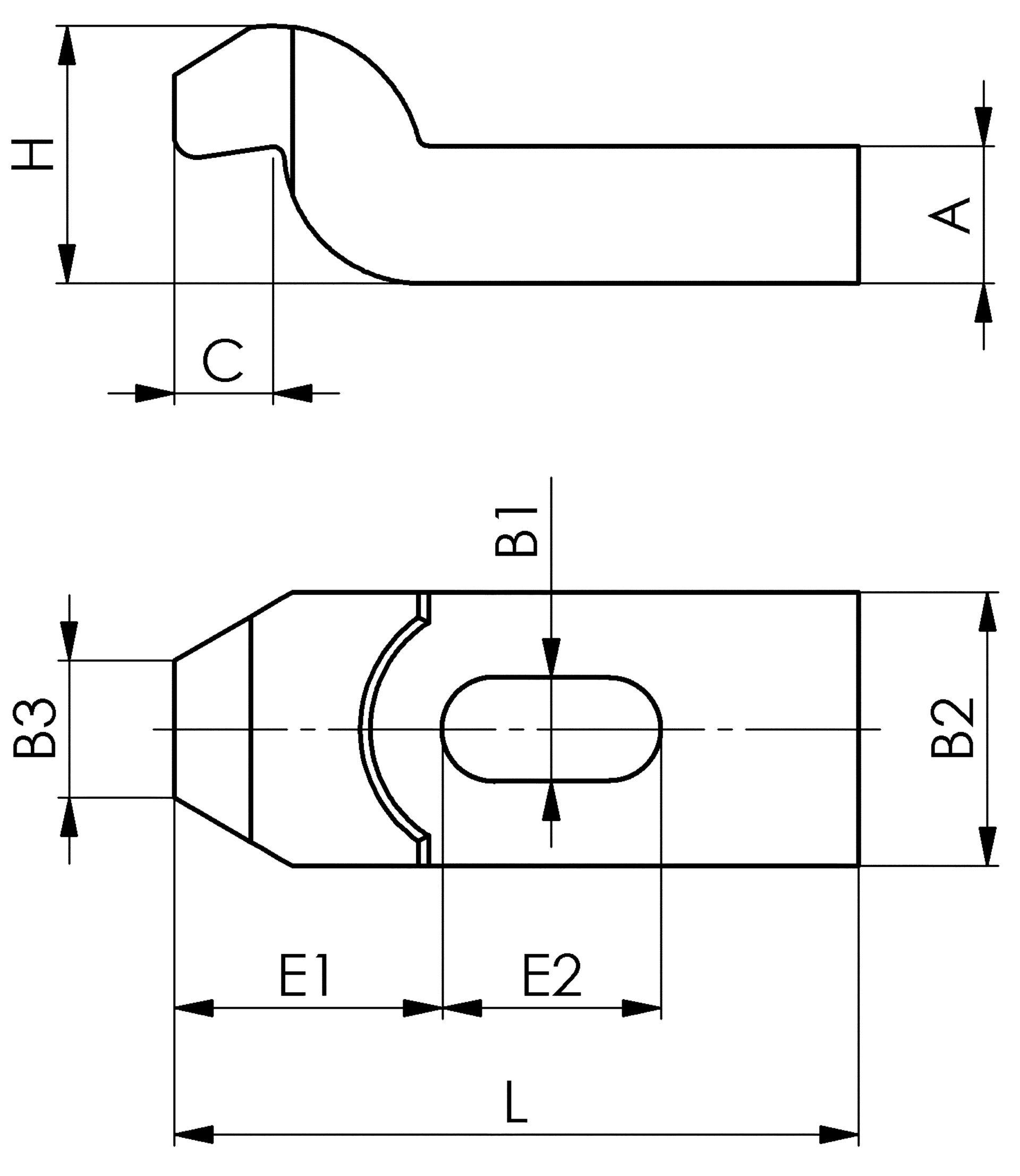 Spanneisen einfach gekröft M12/M14 DIN6316 B14mm L125mm