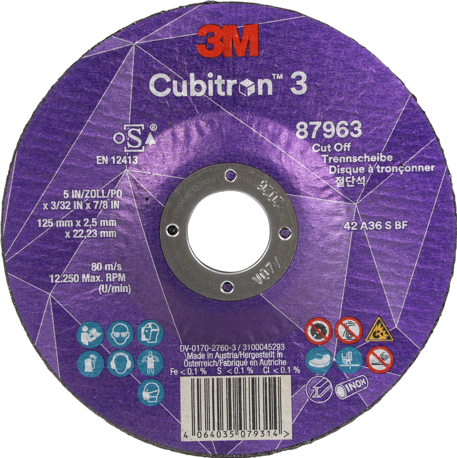 Trennscheibe Cubitron™ III Stahl/VA/NE gekröpft D230mm B2,5mm Bohrung 22,23mm