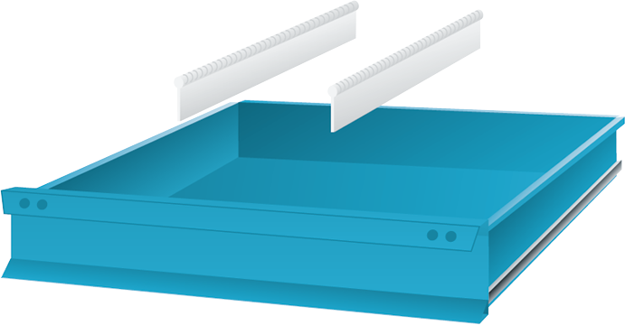 Trennwand längs Schwerlastschränke für Schubladen Front-H75mm