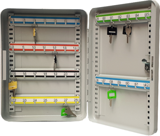 Schlüsselschrank Schlüsselkassette mit 42 Haken RAL7035 B245 x H320 x T75mm