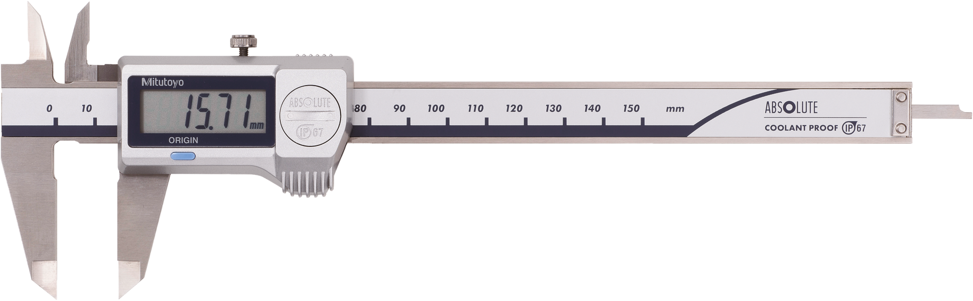 Messschieber Digital IP67 ABSOLUTE Digimatic Abl. 0,01mm DIN862 mit DA eckiges Tiefenmaß MB150mm