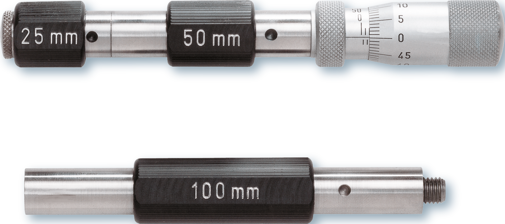 Innenmessschraube zusammensetzbar mit Handwärmeschutz Sortiment Abl. 0,01mm DIN863 MB50-150mm