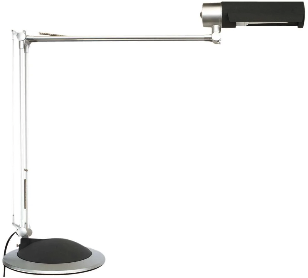 Arbeitstischlampe LED mit Standfuß und Tischklemme silber