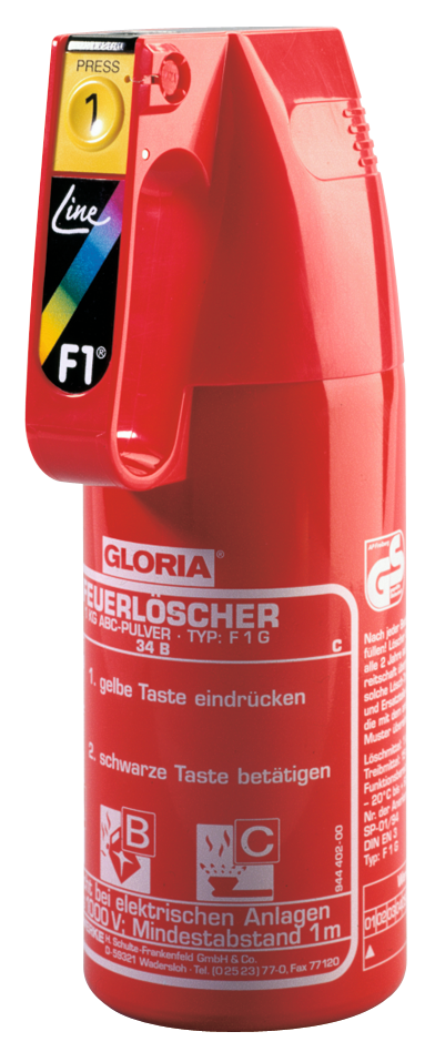 Feuerlöscher mit Kfz-Halterung Brandklasse 8A 34B C 1kg