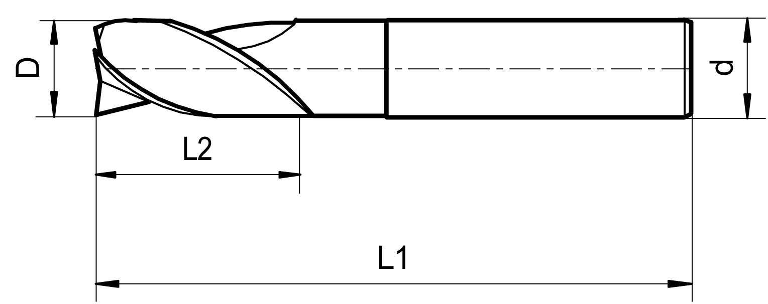 Schaftfräser HSS-Co8 D5,5mm Z4 Typ N DIN844K/1835-B kurz