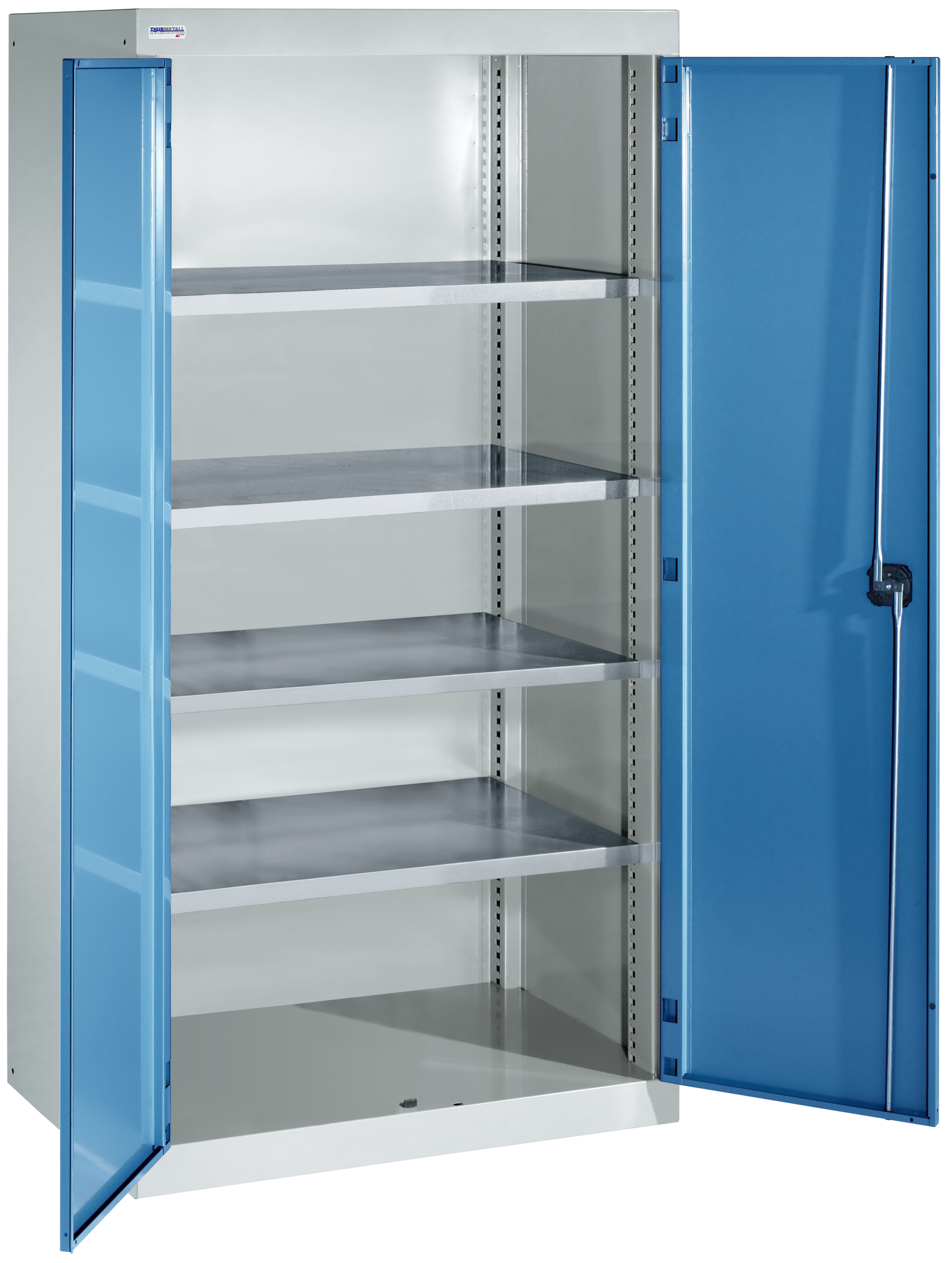 Schwerlastschrank B4 Korpus RAL7035 Front RAL5012 B1100 x H1950 x T620mm