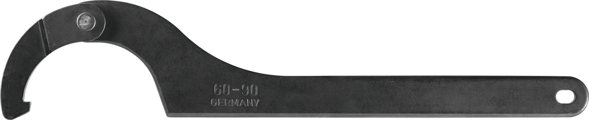 Hakenschlüssel mit Gelenk und Nase L280mm für Muttern-D60-90mm