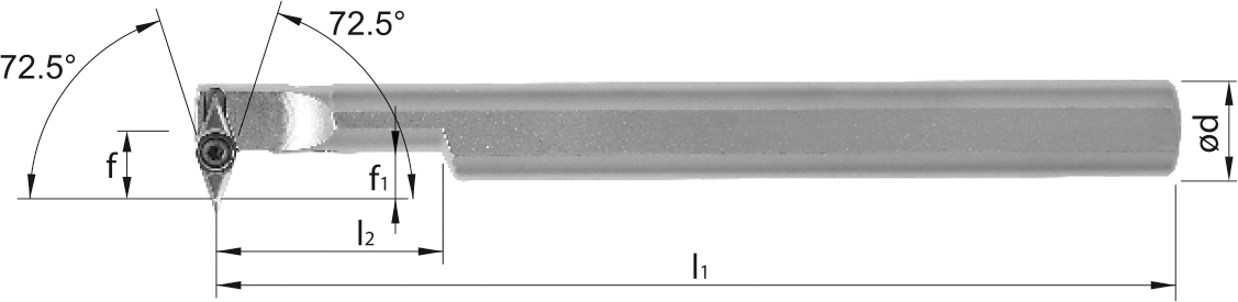 Bohrstange SVVC 72,5° IK Innenbearbeitung für VC.. 11.. WSP A16MSVVCL11 Stahl-Schaft links