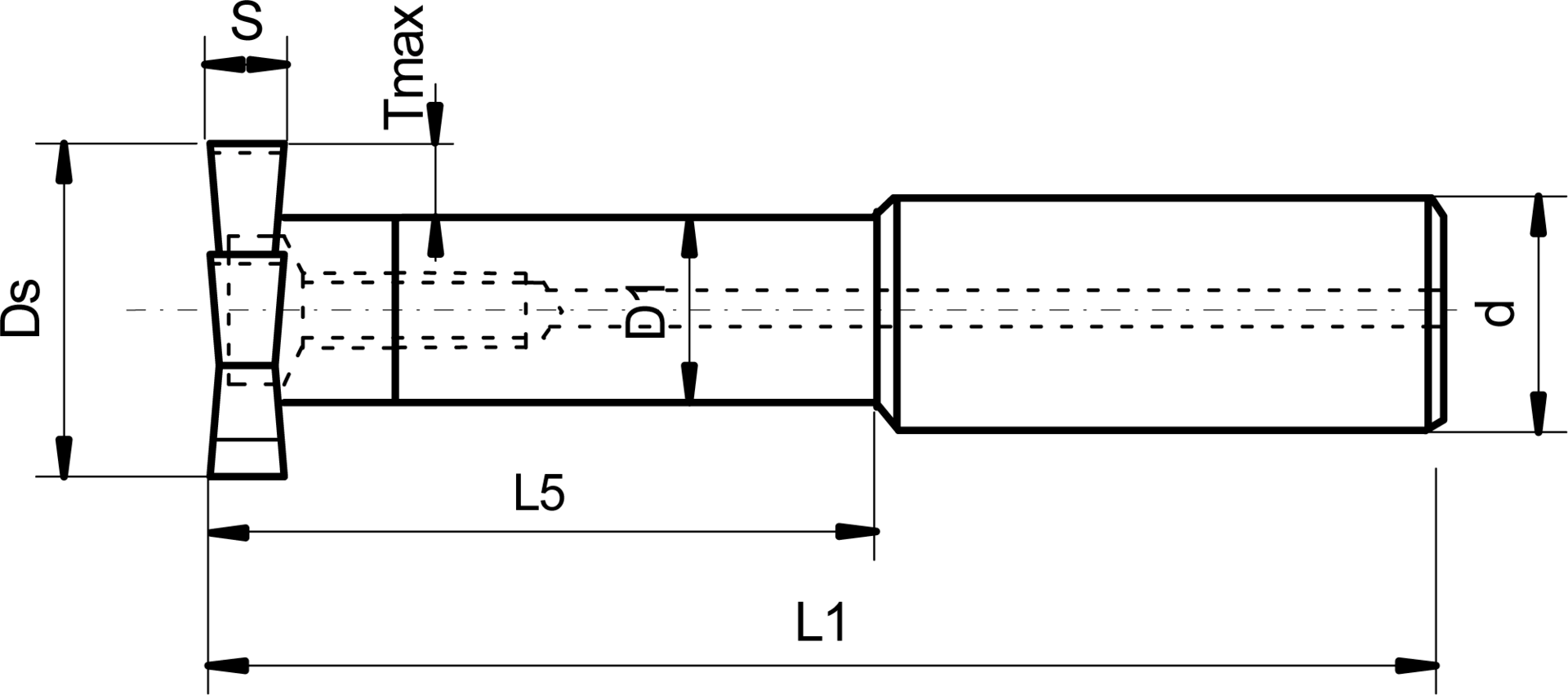 Zirkular-Nutenfräser mit VHM-Schaft L130mm nach DIN1835-B D16mm FL60mm