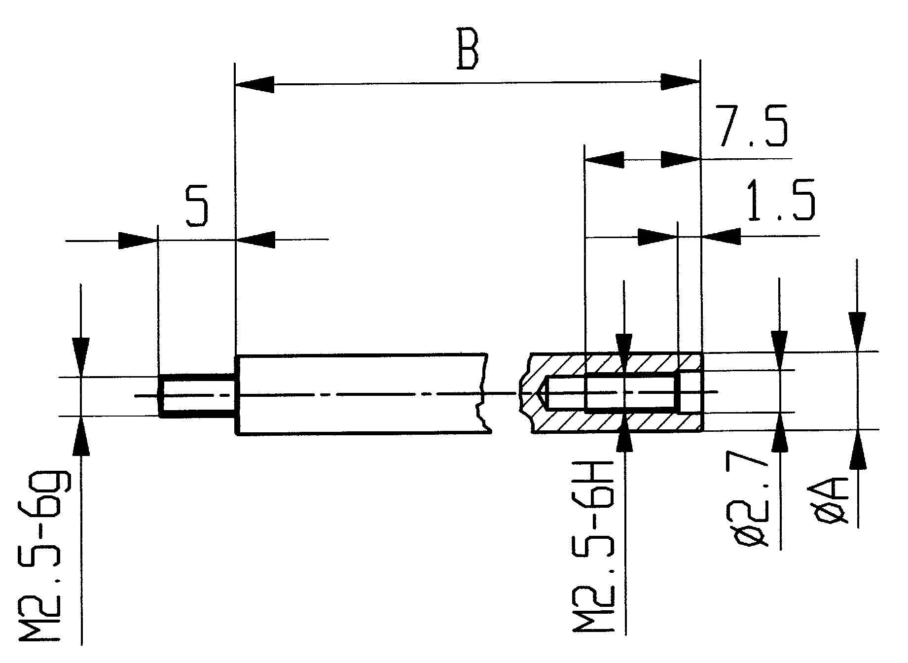 Verlängerung Messtaster M2,5 Messbolzen-D. 4mm Länge 40mm