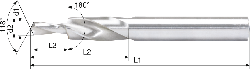 Kurzstufenbohrer 180° Durchgangsloch Senkung mittel HSS Typ N D11/6,6mm M6