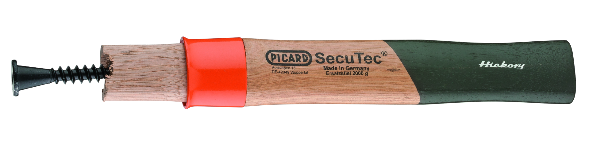 Ersatzstiel Hickory SecuTec® für Hammer mit aufgepresster Hülse und Klemmschraube 1000g