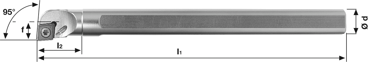 Bohrstange SCLC 95° IK Innenbearbeitung für CC.. 09.. WSP AH16QSCLCL09 HSS-Schaft links