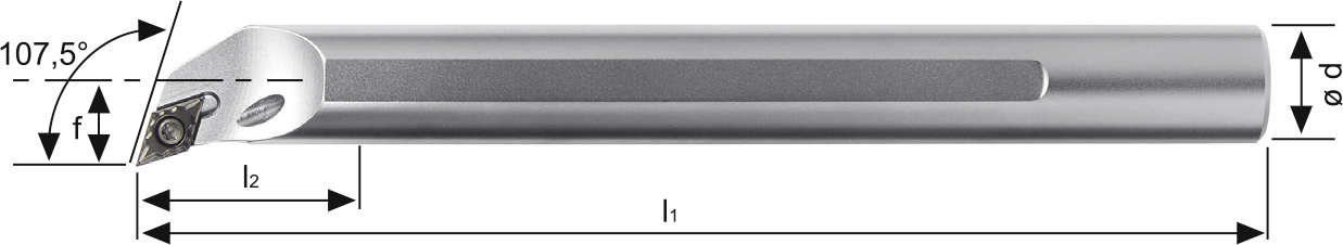 Bohrstange SDQC 107,5° IK Innenbearbeitung für DC.. 07.. WSP AH16QSDQCR07 HSS-Schaft rechts