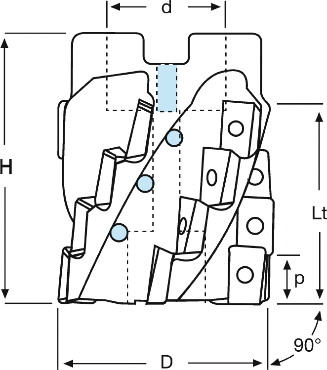 Aufsteck-Schruppeckfräser Soft Z12 IK für WSP AP.. 1003 D40mm