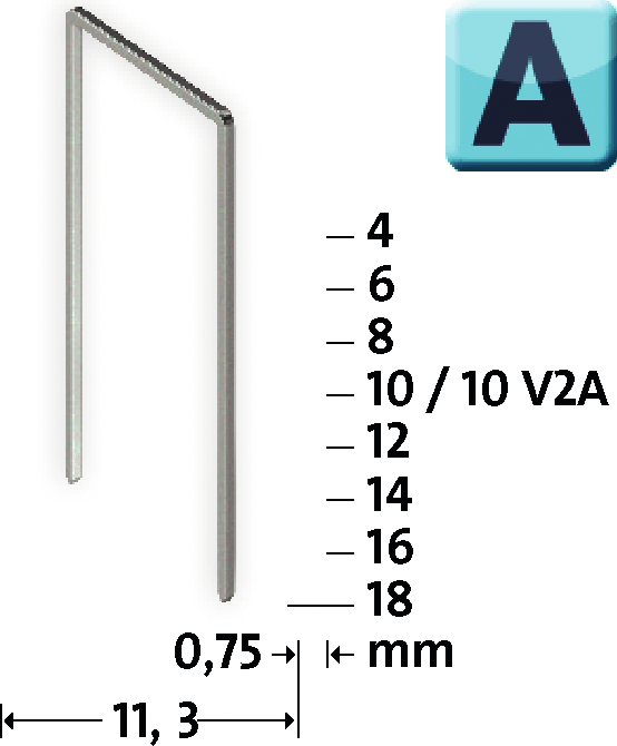 Feindrahtklammer Typ A B11,3mm L8mm