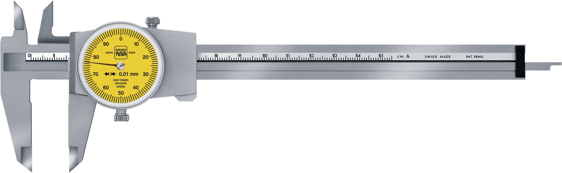 Uhrenmessschieber TESA CCMA-M MB150mm Abl. 0,01mm DIN862AR Zeigerumdr. 1mm mit Prüfbericht