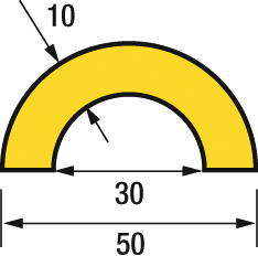 Warnschutz schwarz/gelb Innenmaß 30-50mm