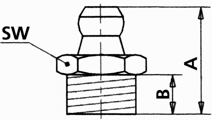 Kegelschmiernippel H1 SW9mm 6-kant verzinkt M8x1