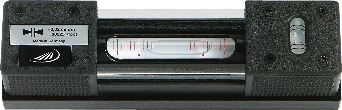 Richtwaage mit seitlich ablesbarer Libelle prismatisch Empf. 0,02mm/m DIN877 L250x42x42mm