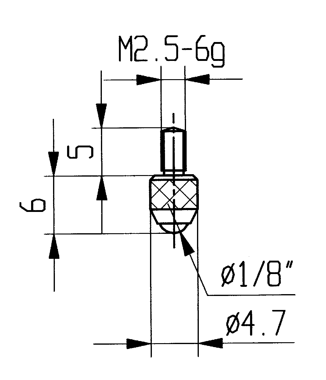 Messtastereinsatz Keramik M2,5 gewölbt D10mm Radius 15