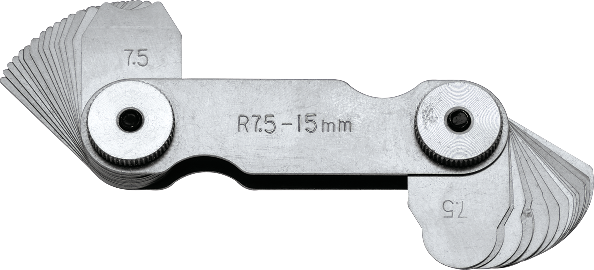 Radienschablone INOX 2x 16 Blatt konkav und konvex rostfrei R7,5-15,0mm