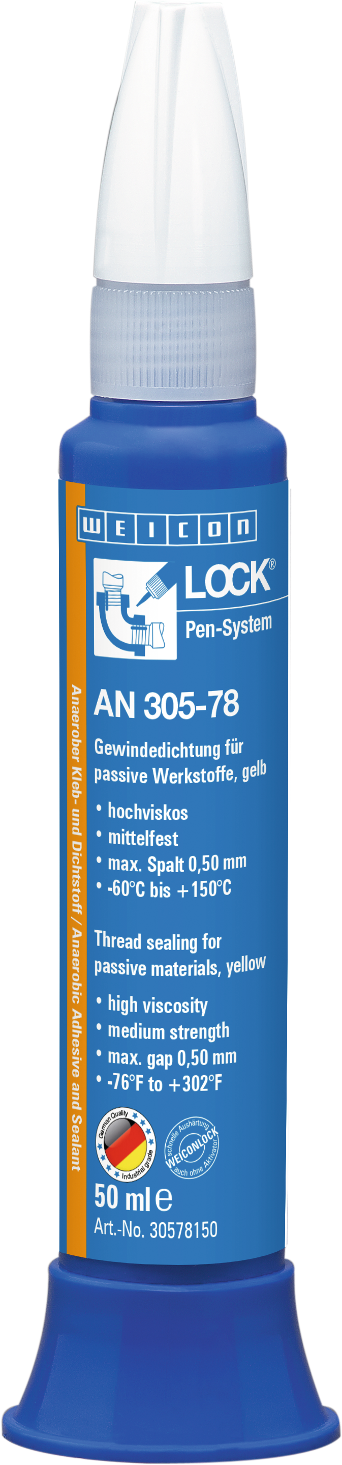 Rohrgewindedichtung mittelfest DVGW WEICONLOCK® AN 305-78 50ml gelb